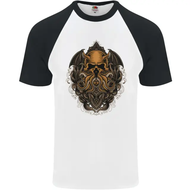 T-shirt da baseball Cthulhu Octopus Kraken Devil Skull Demon da uomo S/S