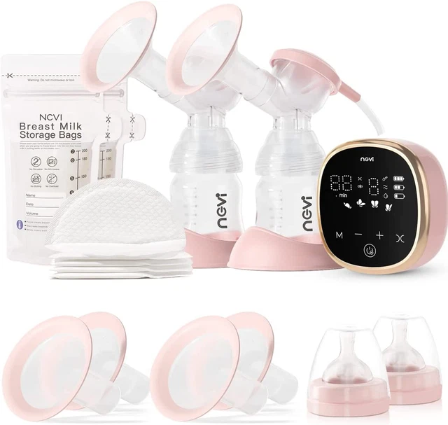 Double Electric Breast Pump, Portable Anti-Backflow, with 4 Size Flanges, 4 Mode