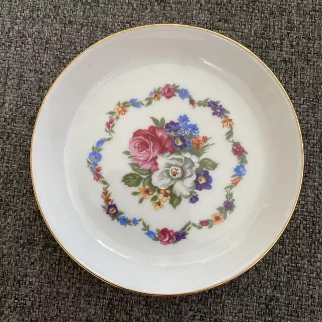 Vintage Bareuther Waldsassen Floral  4 1/4” Plate Bavaria Germany
