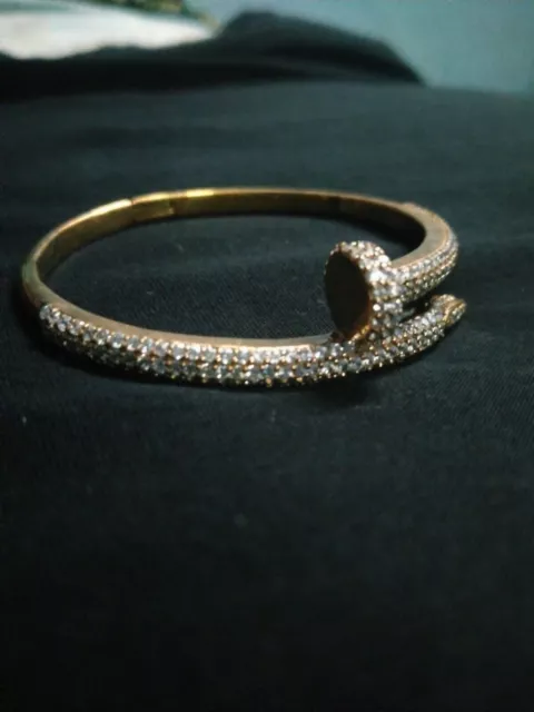 14k Yellow Gold Plated 3 Ct Round Cut Lab Created Diamond Cuff Bangle Bracelet.