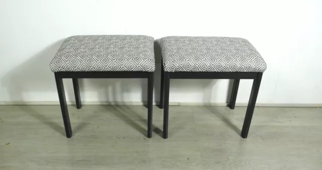 2 Hocker + Steighocker 50er Dunkelgrau + D'Grau-Weiß Polster Mid Century Modern 2