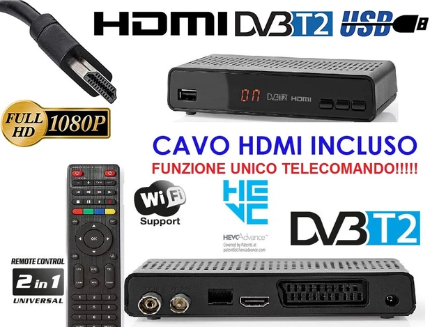 Decoder Digitale Terrestre ANFEL DVB-T2 HEVC H265 Full HD 1080p Con HDMI