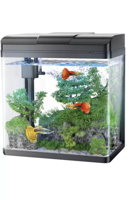PONDON Fish Tank, 1.7 Gallon Glass Aquarium with Air Pump, LED Light & Filter.