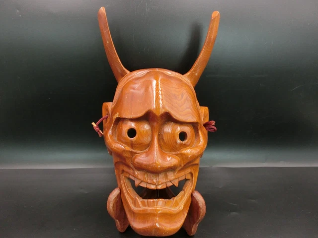 Japanese Vintage Wooden Mask HANNYA TENGU Kagura Mask ONI Mask