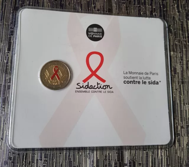 2 Euro Commémorative Coincard Bu France 2014 Colorisé ; Sidaction