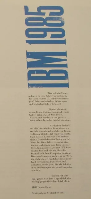 IBM Festschrift zum 75. Jubiläum 1985 - kunstvolle Dokumentation - gut erhalten