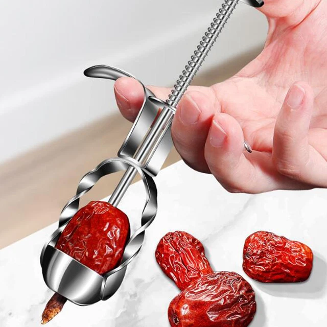 Dénoyauteur à Cerises 7 Trous - Type à Poussoir - Anti-éclaboussures - Lavable Au Lave-vaisselle