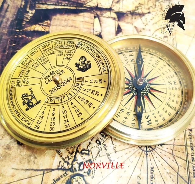 Boussole Vintage En Laiton – Style Nautique Ancien