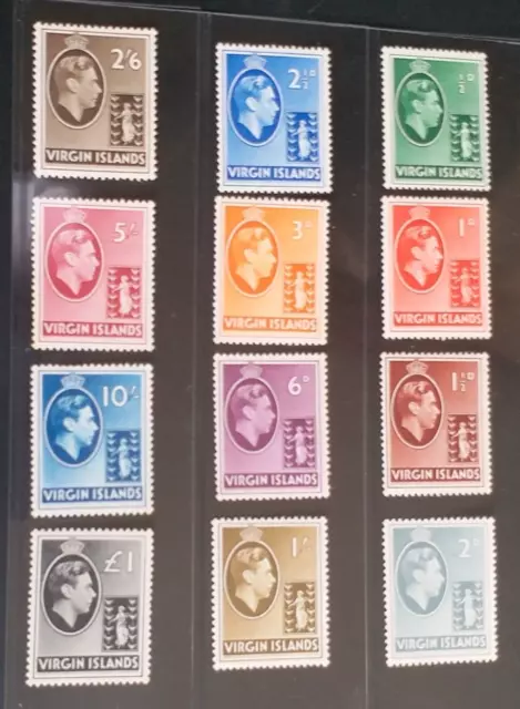BRITISH VIRGIN ISLANDS 1938 KG VI 1/2d to £1 SG 110a - 121 Sc 76 - 87 set 12 MNH