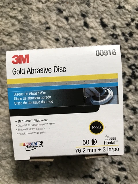 3M 00916 Hookit Gold 3 inch P220 Grit Auto Body Sanding Disc (50/Box)