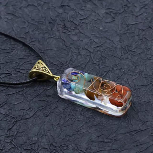 7 Chakra Crystal Orgonite Pendant Orgone Stone Energy Generator Necklace Healing