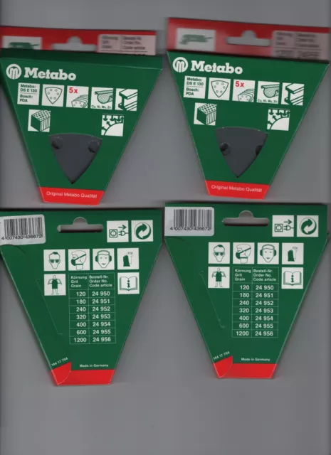 20 x Metabo Schleifdreiecke P1200 für 93 mm Deltaschleifer