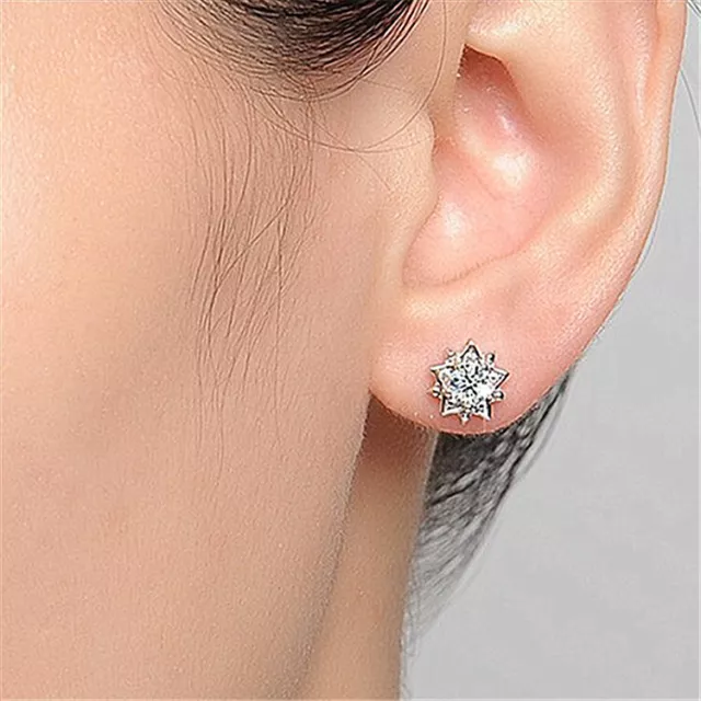 925 Sterling Silver Double Pentagram Celtic Pagan Pentacle Star CZ Stud Earrings 2