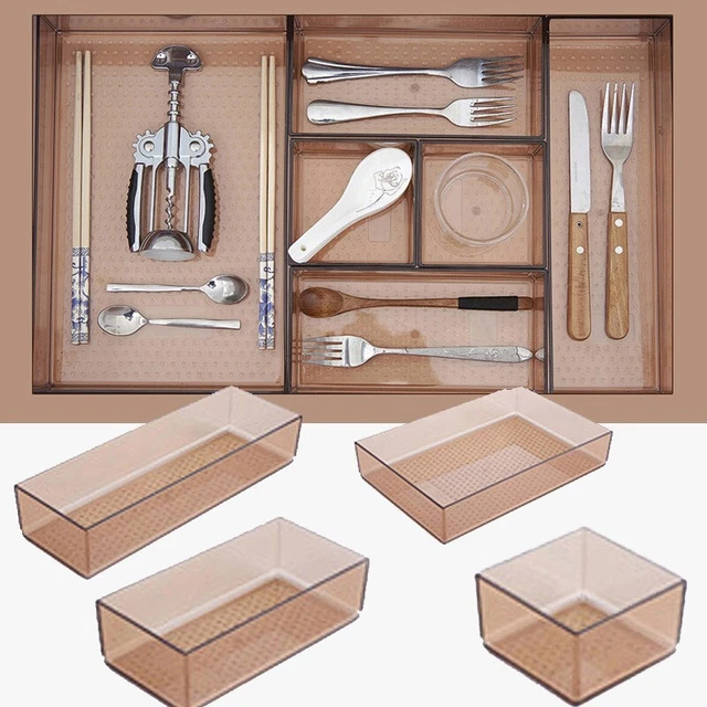 Cubiertos de cocina de plástico utensilios cajón organizador almacenamiento eficiente