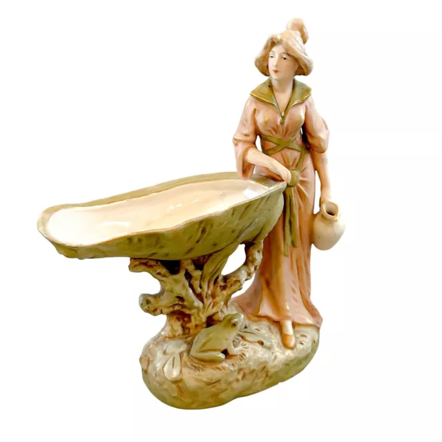 Royal Dux Art Nouveau Epergne Posy Support Figurine. Jeune Femme, Crapeau Modèle