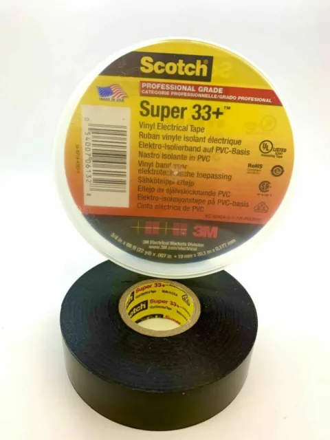 3M Super 33+ Scotch ruban électrique en vinyle plastique, 19mm x 20.1m