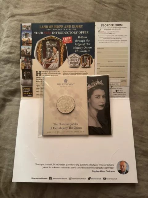 2022 Royal Mint QE2 Queen Elizabeth Platinum Jubilee £5 Five Pound BU Coin