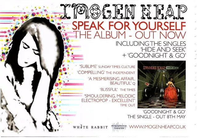 (Moj15) Magazine Advert 5X9" Imogen Heap : Speak For Yourself Album