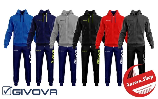 tuta uomo GIVOVA Sport Palestra calcio allenamento FELPATA full ZIP invernale