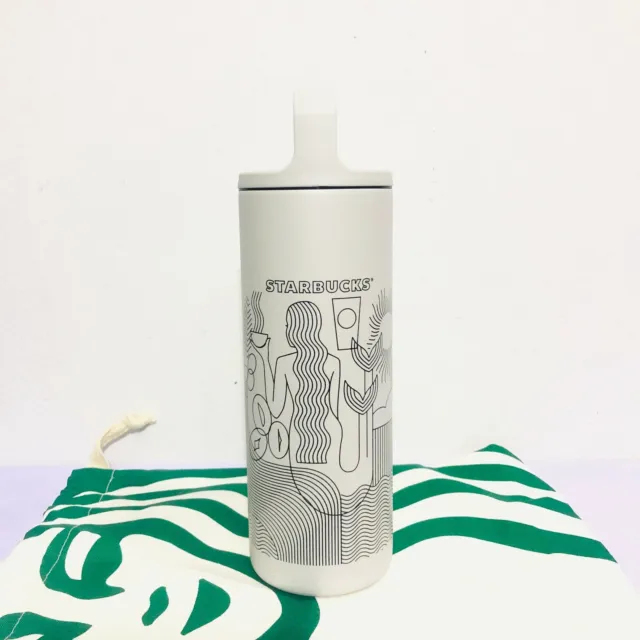 Starbucks Stainless MiiR Water Bottle 16oz.Gray Toupee Siren Art