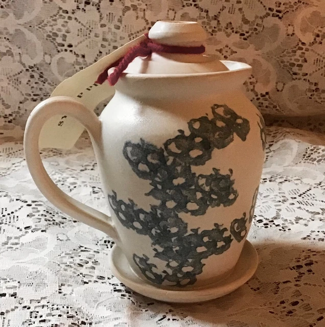 SYRUP PITCHER ROMAN Blanchard Pottery VERMONT Majolica Hand