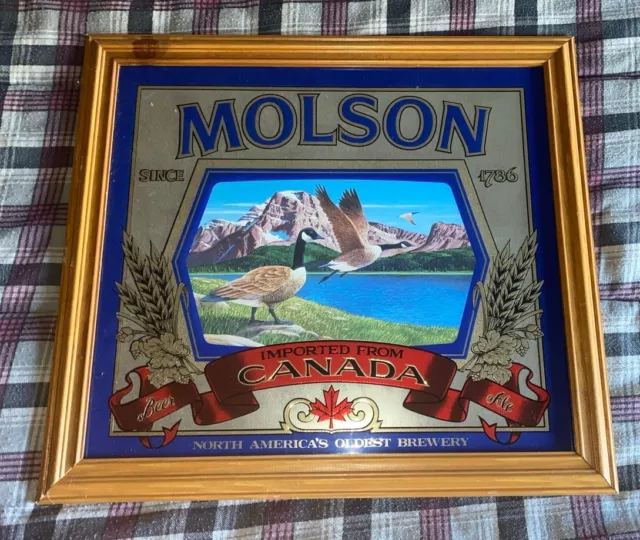 Vintage Molson Imported From Canada Beer Mirror - North America's Oldest Brewery