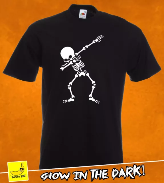 Skeleton Dab T-Shirt Halloween Scary Glow Skull Dabbing Fancy Spooky Costume Tee
