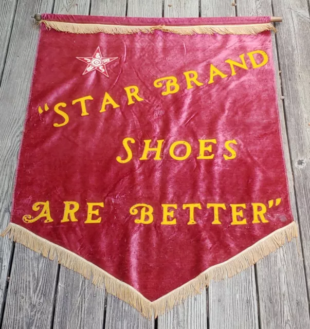 Vintage Star Brand Shoes Banner Sign Advertising Flag "Are Better" 44"x34"