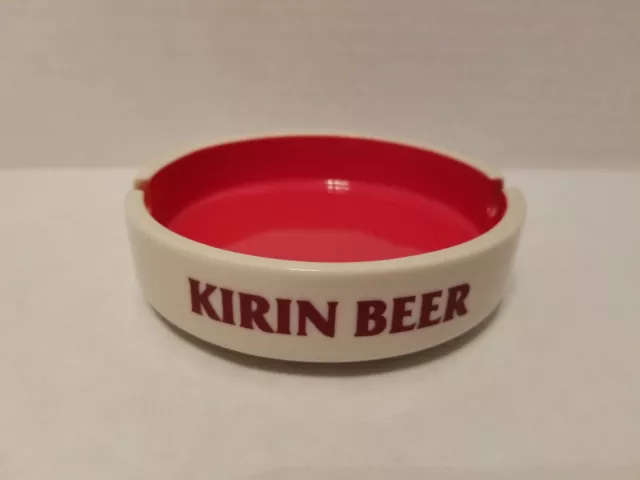 Vintage Kirin Beer Advertising Ashtray Round Red White Sakura Made In Japan