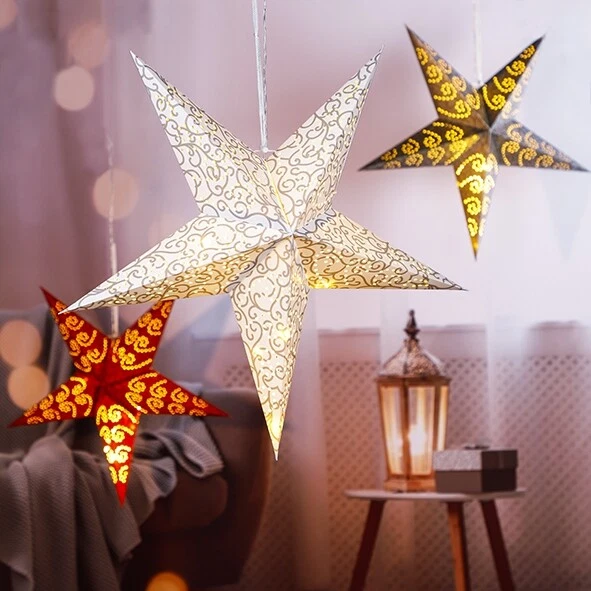 LED-Weihnachtsstern Weihnachts-Stern Ø ca. 60 cm m. Beleuchtung 15 warmweiße LED