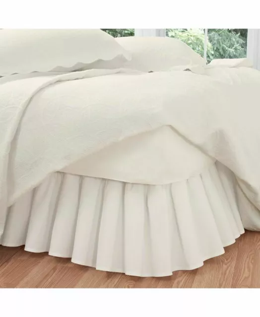 NWT Fresh Ideas Ivory Ruffle Bedskirt TWIN 14" Drop Skirt Cotton Blend 39x75