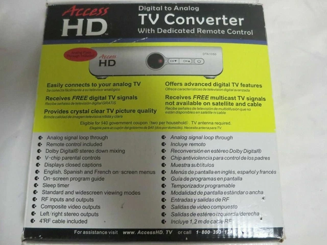 Access HD Digital to Analog TV Converter DTA1050U w/Remote (New in Box)