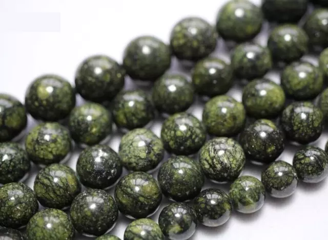 lot de 47 perles serpentine de Russie de 8mm Pierres naturelles