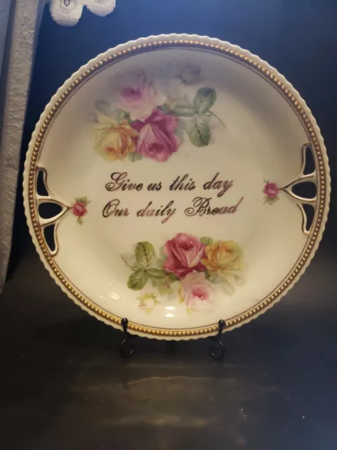 Vtg Koenigszelt Silesia Germany Cake Collector Plate Tray Roses & Gold 9 3/4"