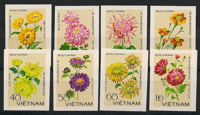Vietnam 1978 Minr : 999 U - 1006 U Mint Chrysanthemums Flora Flowers