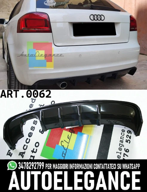 Diffusore Paraurti Posteriore Per Audi A3 8P 4 Porte 2008-2012 - ABS, Design Sportivo, Facile Installazione - Foto 8