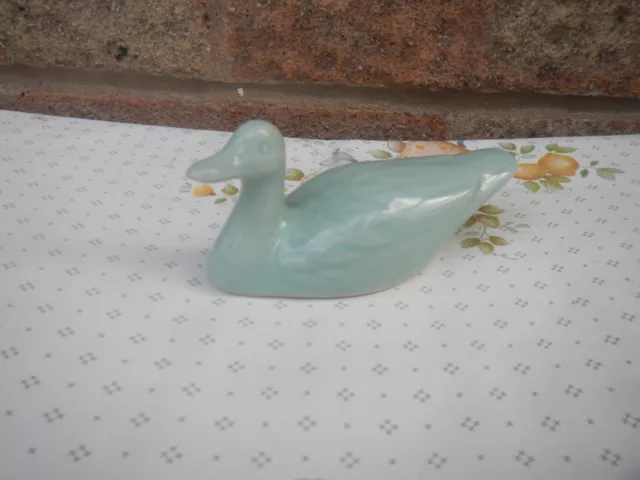 Vintage Celadon Porcelain Duck Figurine Chinese