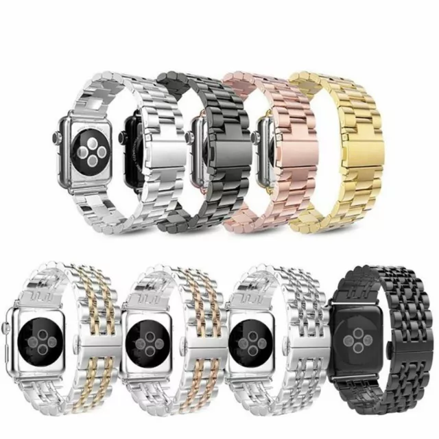 For Apple iWatch 2/3/4/5/6 /SE/7/8/9 Series Steel Strap Watch Metal Band Clasp