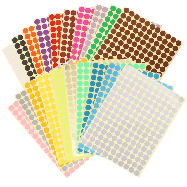 20 Farbige Punktaufkleber 10mm Rund Selbstklebend für Inventarkennzeichnung