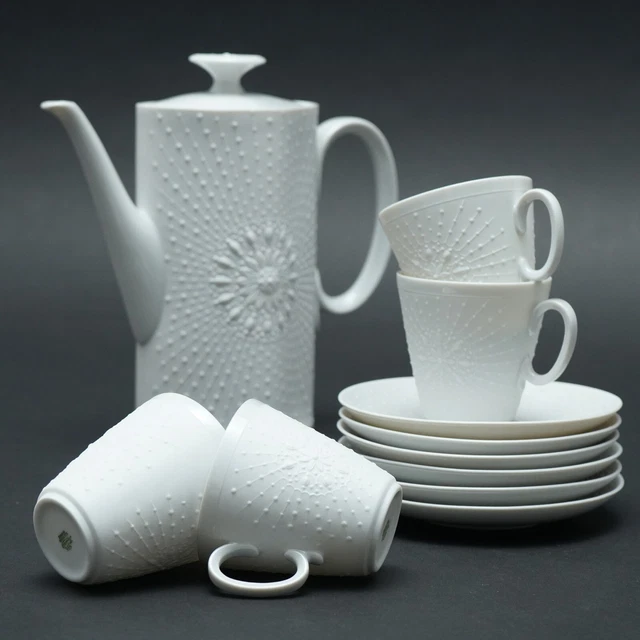 Krautheim & Adelberg Mocha Service 12-tlg. Bisque Porcelain Sunburst White V.