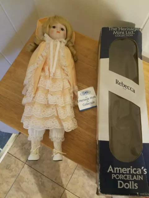 The Heritage Mint Ltd. Collection REBECCA Porcelain 16" Doll NEW IN OPEN BOX