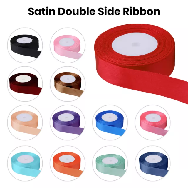 Ruban Satin Bobines Rouleaux à Double Face Visage 25 M Uni Largeur 3mm-40mm Arts