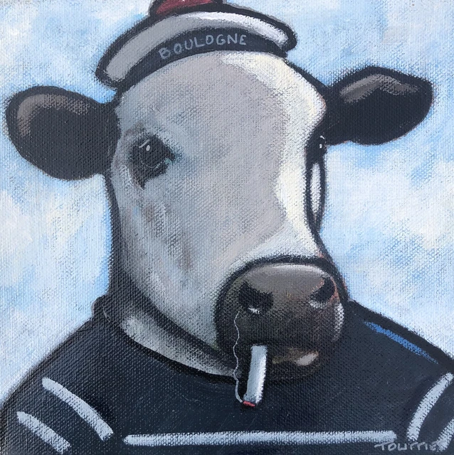Tableau Peinture Toile Portrait Vache Marin Tourrier