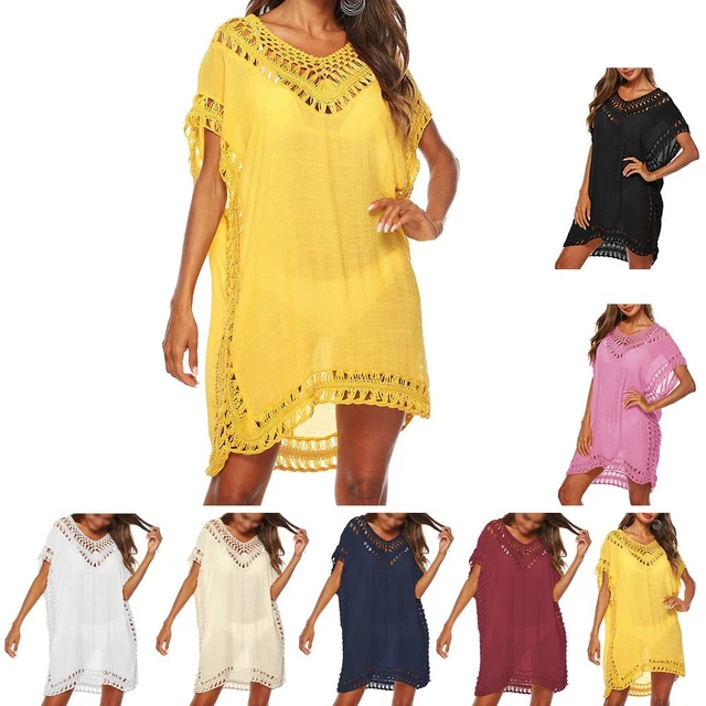 Robe De Plage UMIPUBO - Paréo Sarong - Léger, Fluide - Cache-maillot Bohème - Col Rond