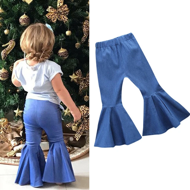 Kids Baby Girls Vintage Jeans Bell-Bottoms Denim Pants Skinny Flared Pants US