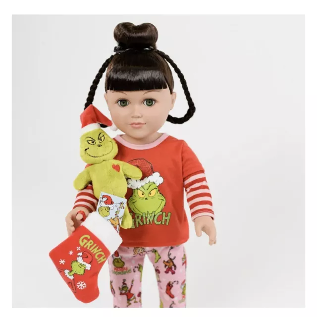 My Life As Poseable Grinch Sleepover 18 Inch Doll Brunette Hair, Green Eyes