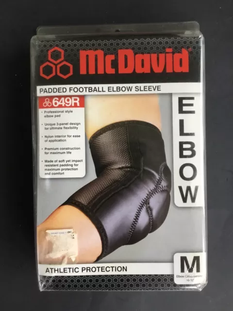 McDavid Padded Football Elbow Sleeve Single 649-R Black Medium Rugby Lacrosse