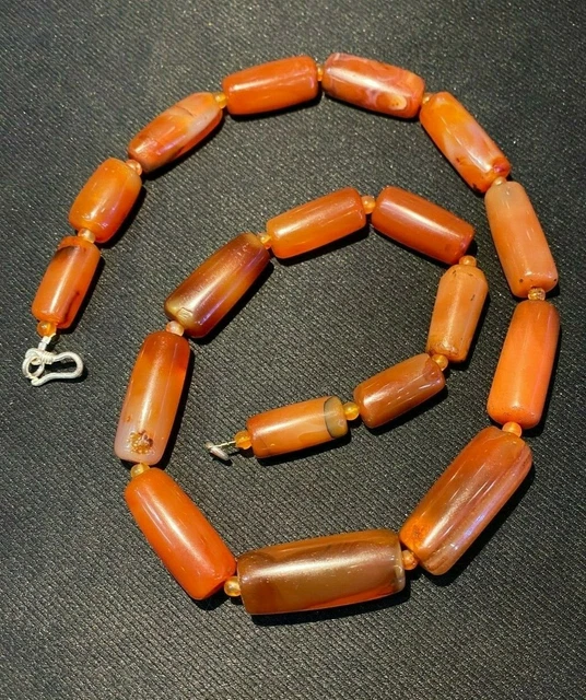 old ancient antique Indo Tibetan Himalayan Tibetan carnelian beads necklace
