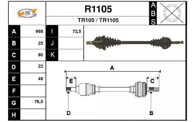 SNRA Cardan pour RENAULT R4 R5 R6 RODEO R1105 - Pièces Auto Mister Auto