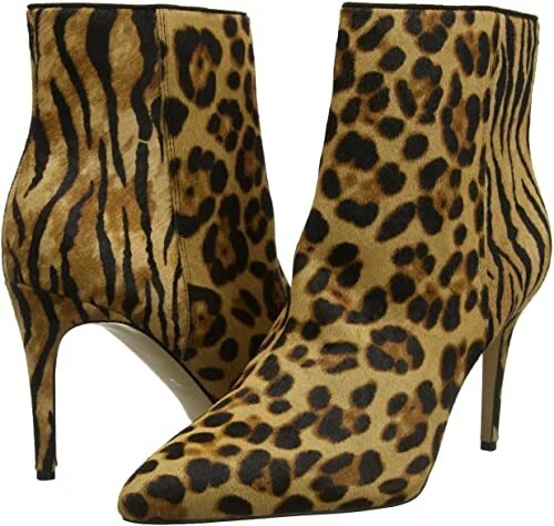 ALDO LEOPARD TIGER PRINT Leather High Heeled Ankle Boot Size 7